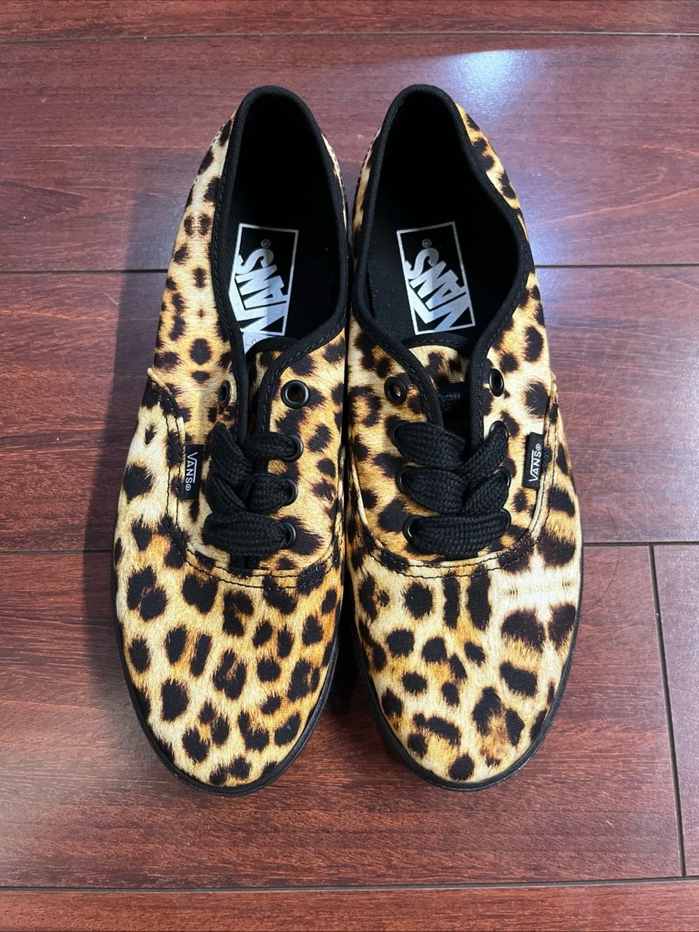Womens 7.5 Vans Authentic Lowpro Leopard Print Low Top Shoe Sneaker New HALF BOX
